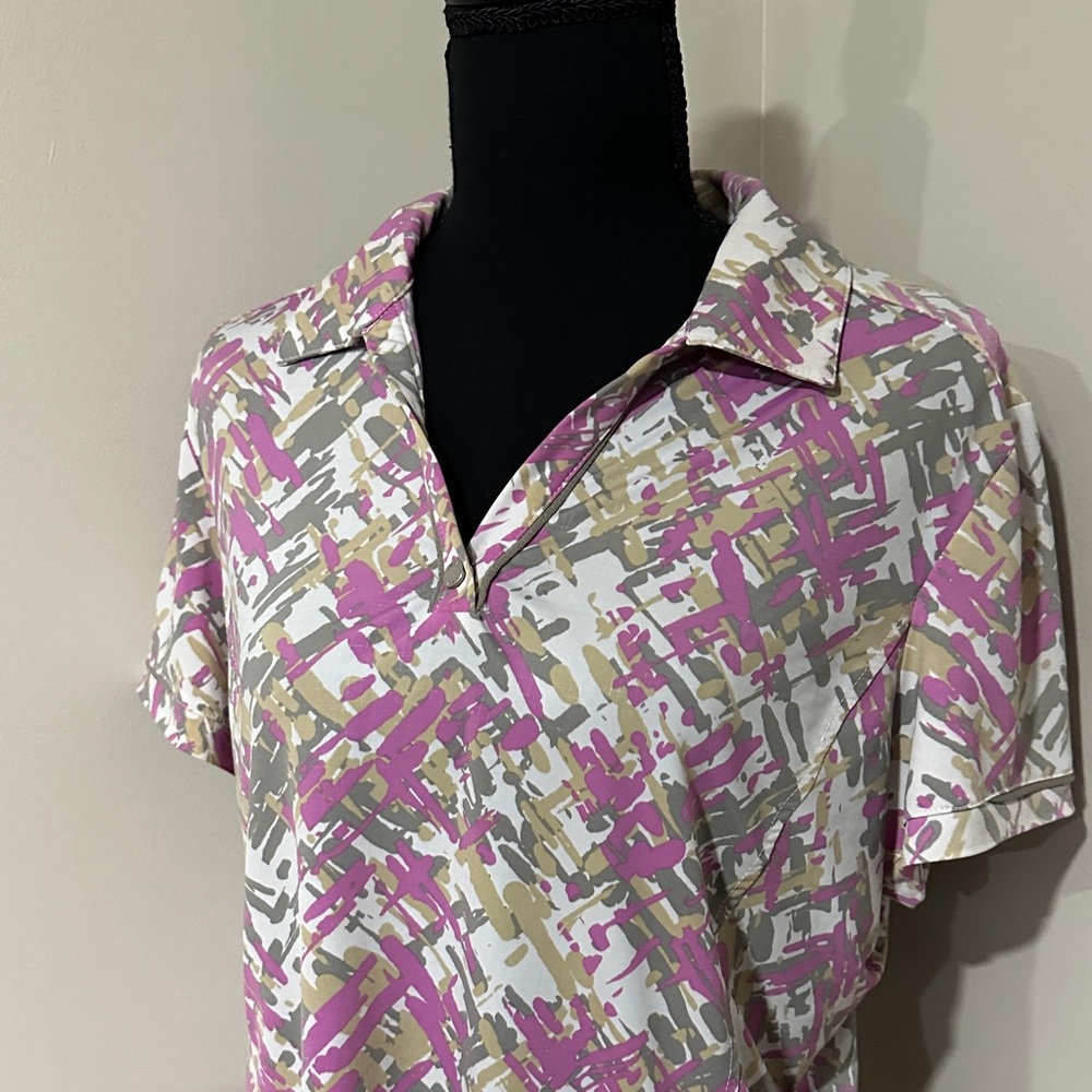 *Tail* Short Sleeve Button-Down Top Multicolor Ab… - image 3